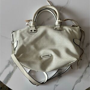 Rebecca Minkoff White Leather Perforated Moto Satchel